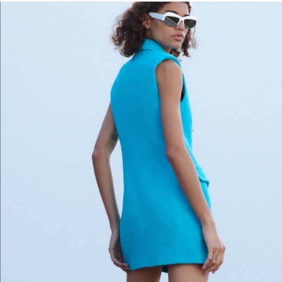 NWT Zara * Textured Tweed Vest Waistcoat Blazer Dress - Picture 8 of 15